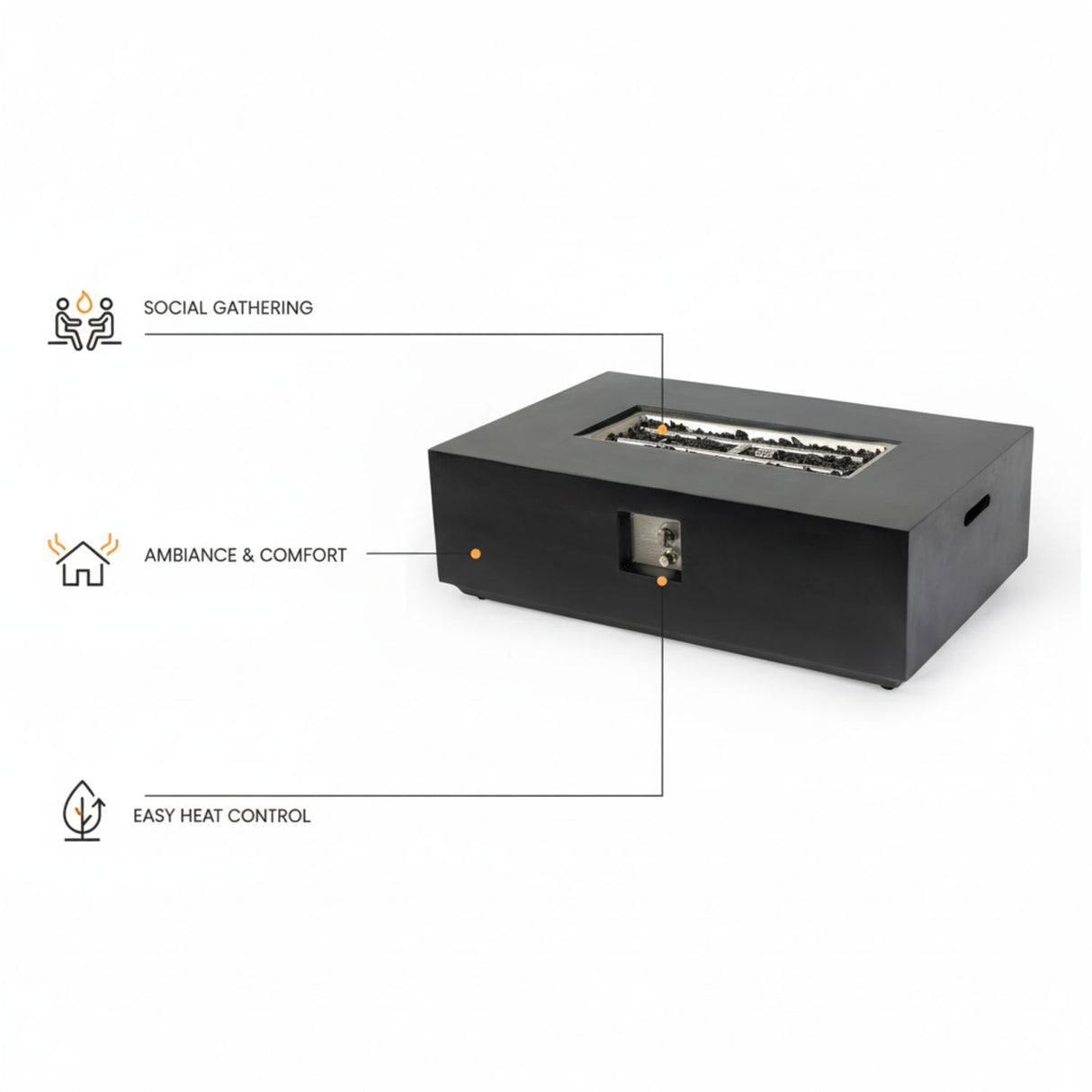 Propane / Natural Gas Fire Pit Table, 50,000 BTU - Charcoal