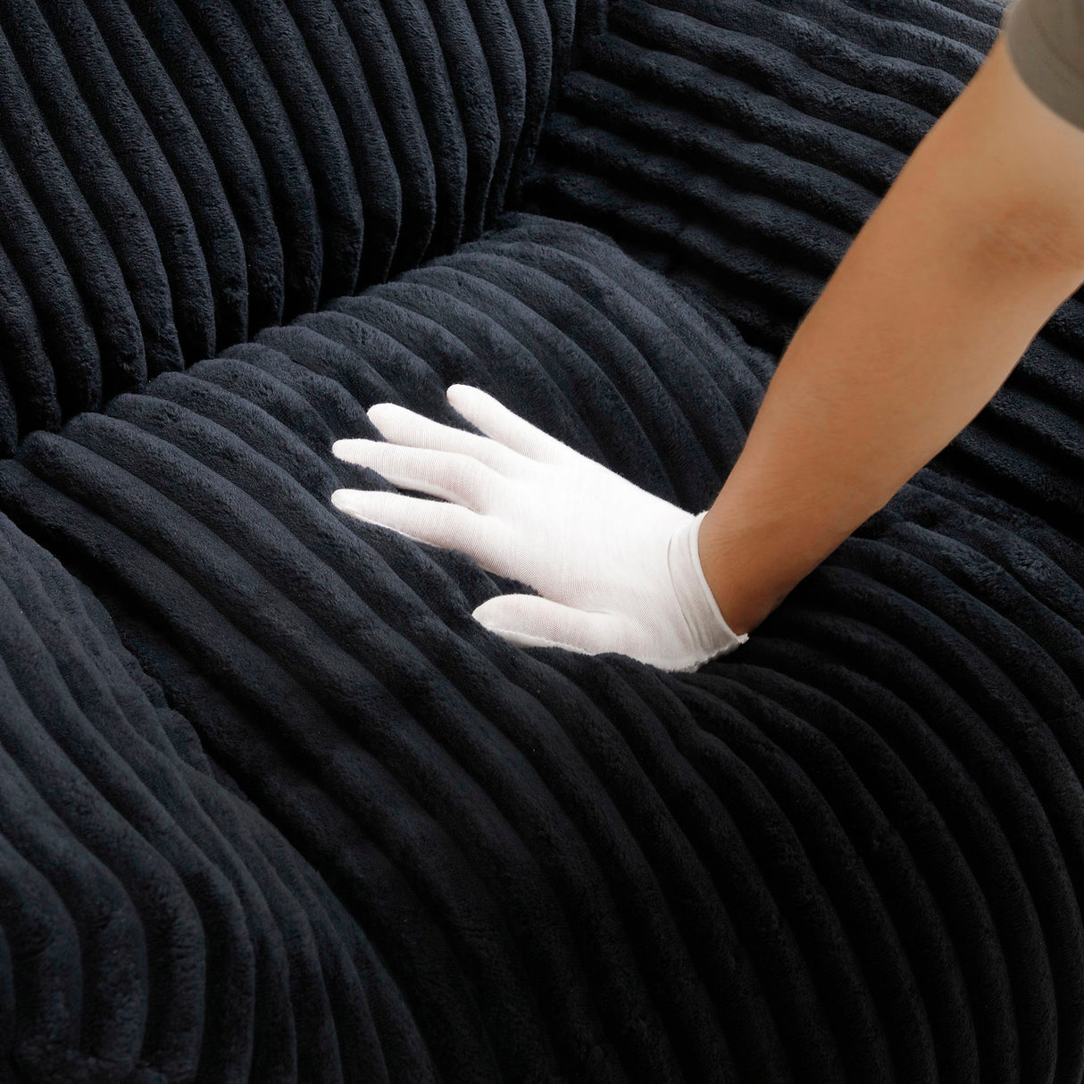 Giant Plush Bean Bag Chair With Armrests And Footstool