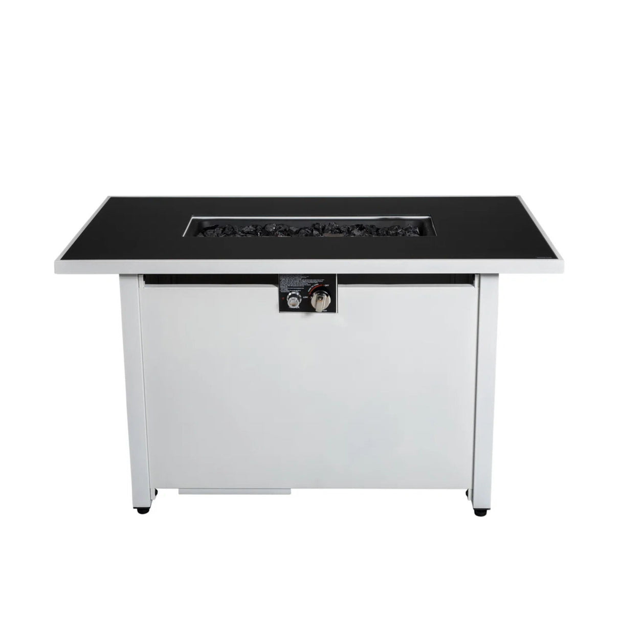 Outdoor 43" Rectangular Fire Pit Table With Adjustable Flame Control - White