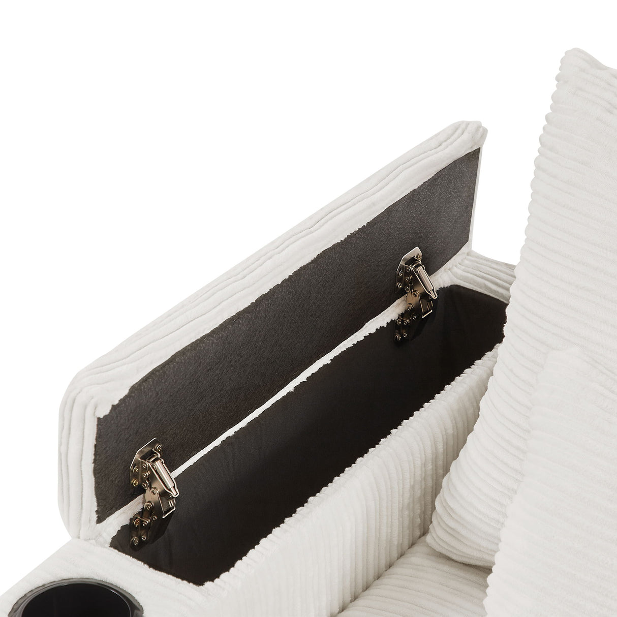 Single Sofa Couch With Storage Space, Movable Ottoman, USB Ports, Cup Holders, Phone Holder