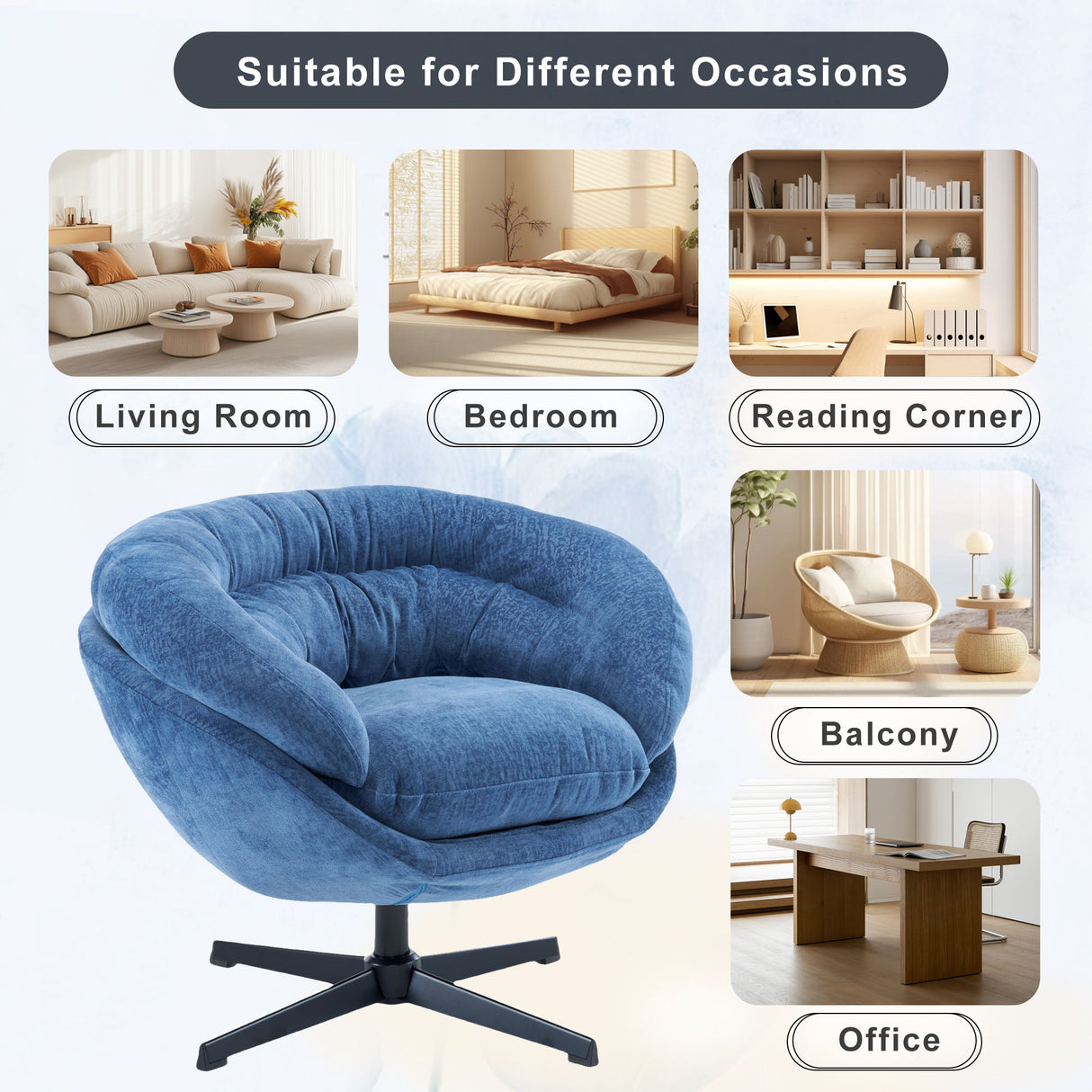 Modern Chenille Office Chair With 360 Degree Swivel