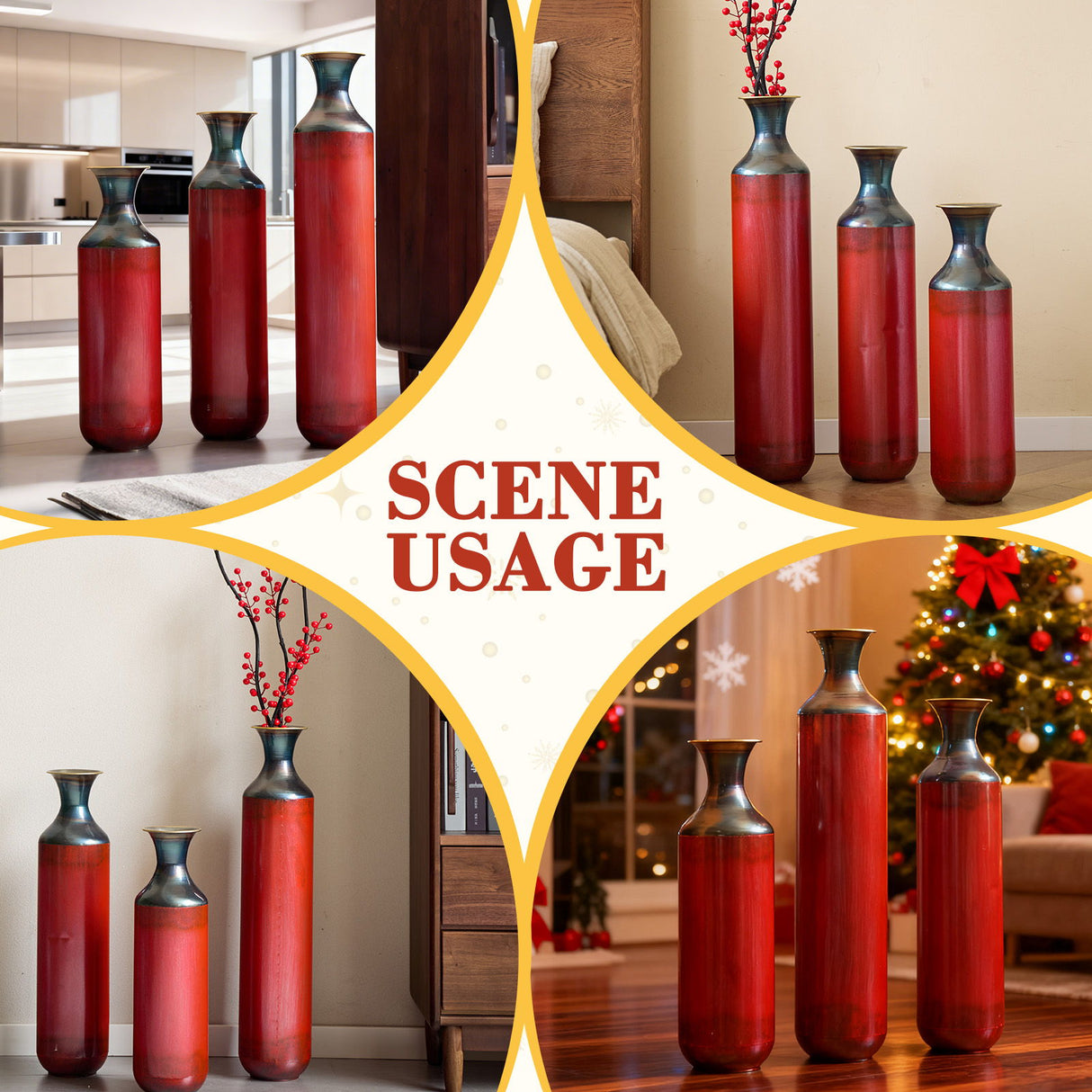 Modern Droplet Shaped Floor Vase Set, 3 Piece Home Decor