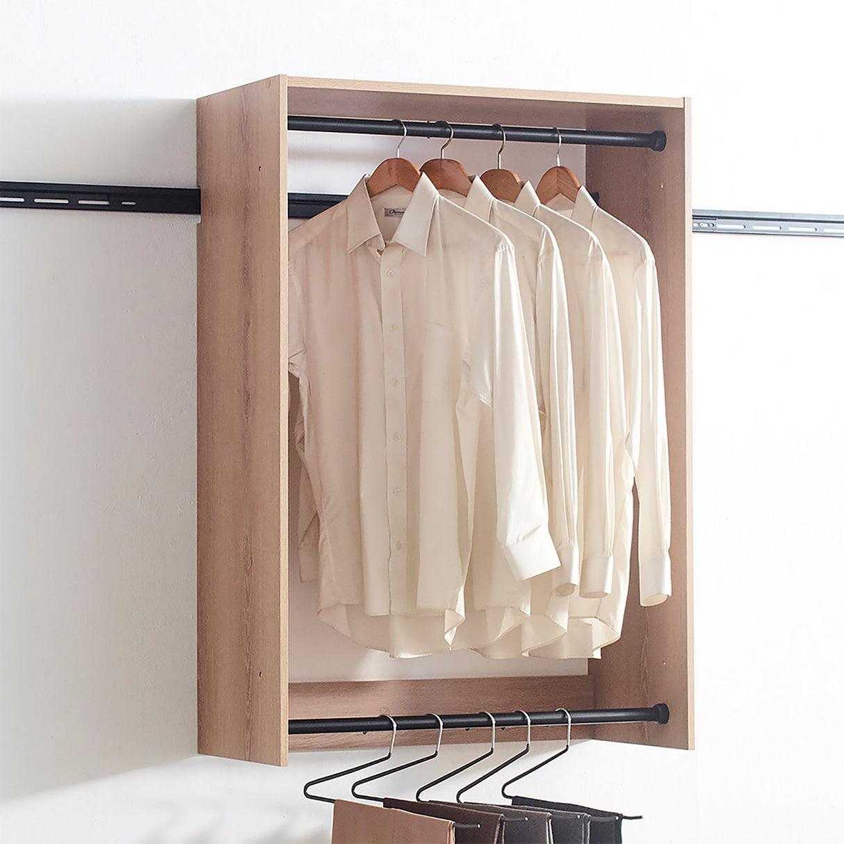Devi - Wall Mounted Wood Closet System With Modular Units