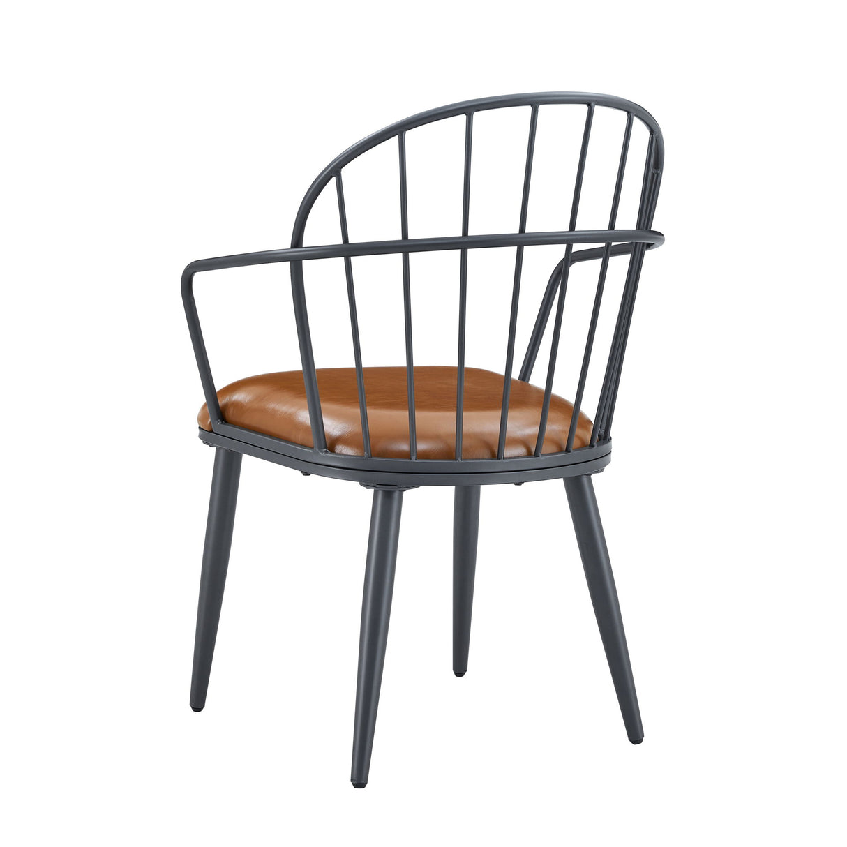 5 Piece Industrial Style Indoor Upholstered Dining Set With Metal Legs - Brown