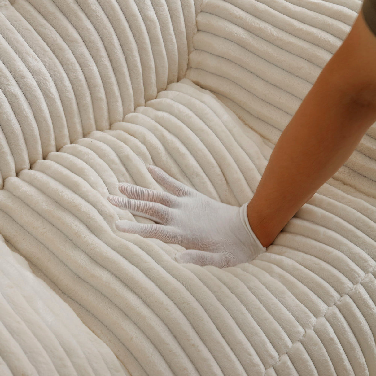 Giant Plush Bean Bag Chair With Armrests And Footstool