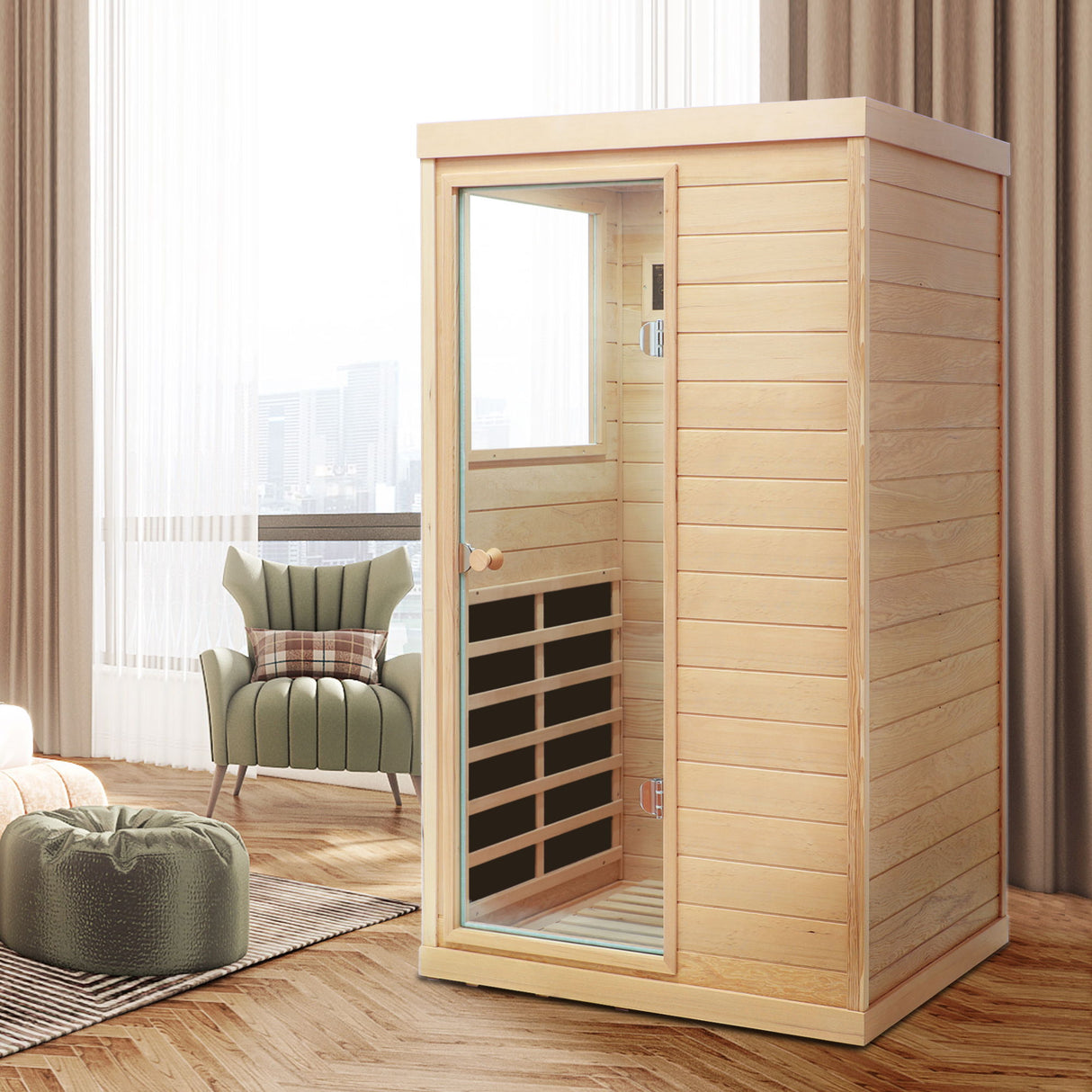 Hemlock Mini 1 Person Far Infrared Door Indoor Sauna Room