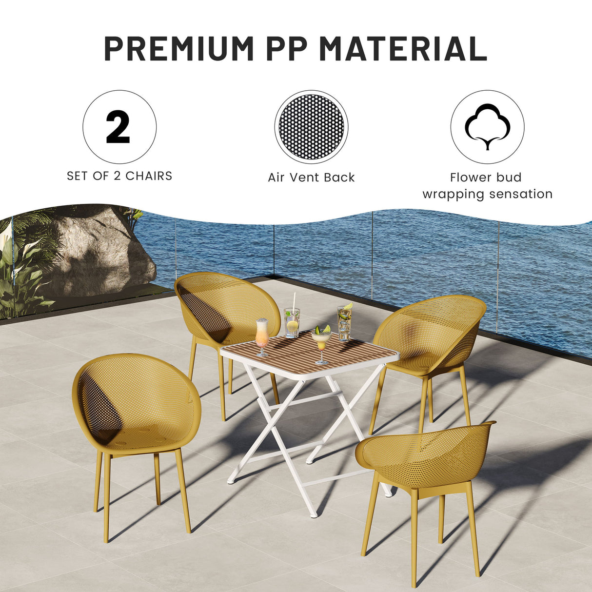 2 Pack Lounge Chair Set & Folding Square Table