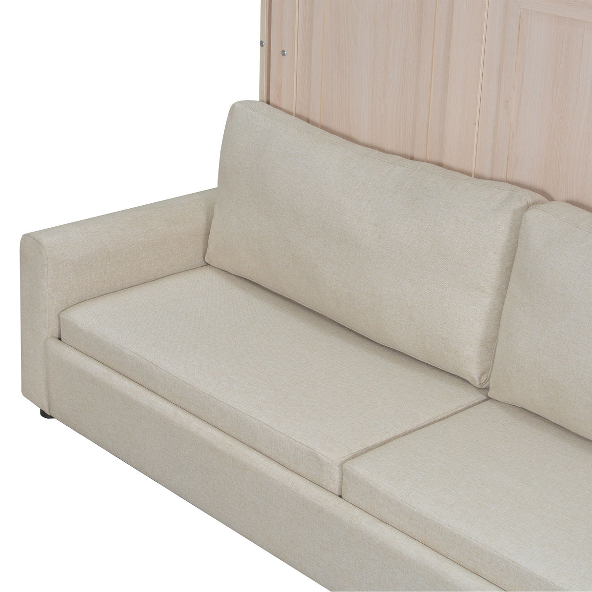 Queen Size Murphy Bed With Sofa And LED - Beige