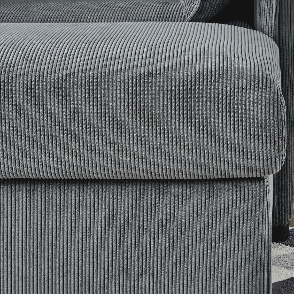 Comfy Corduroy Oversized Chaise Lounge Chair With Ottoman And Storage