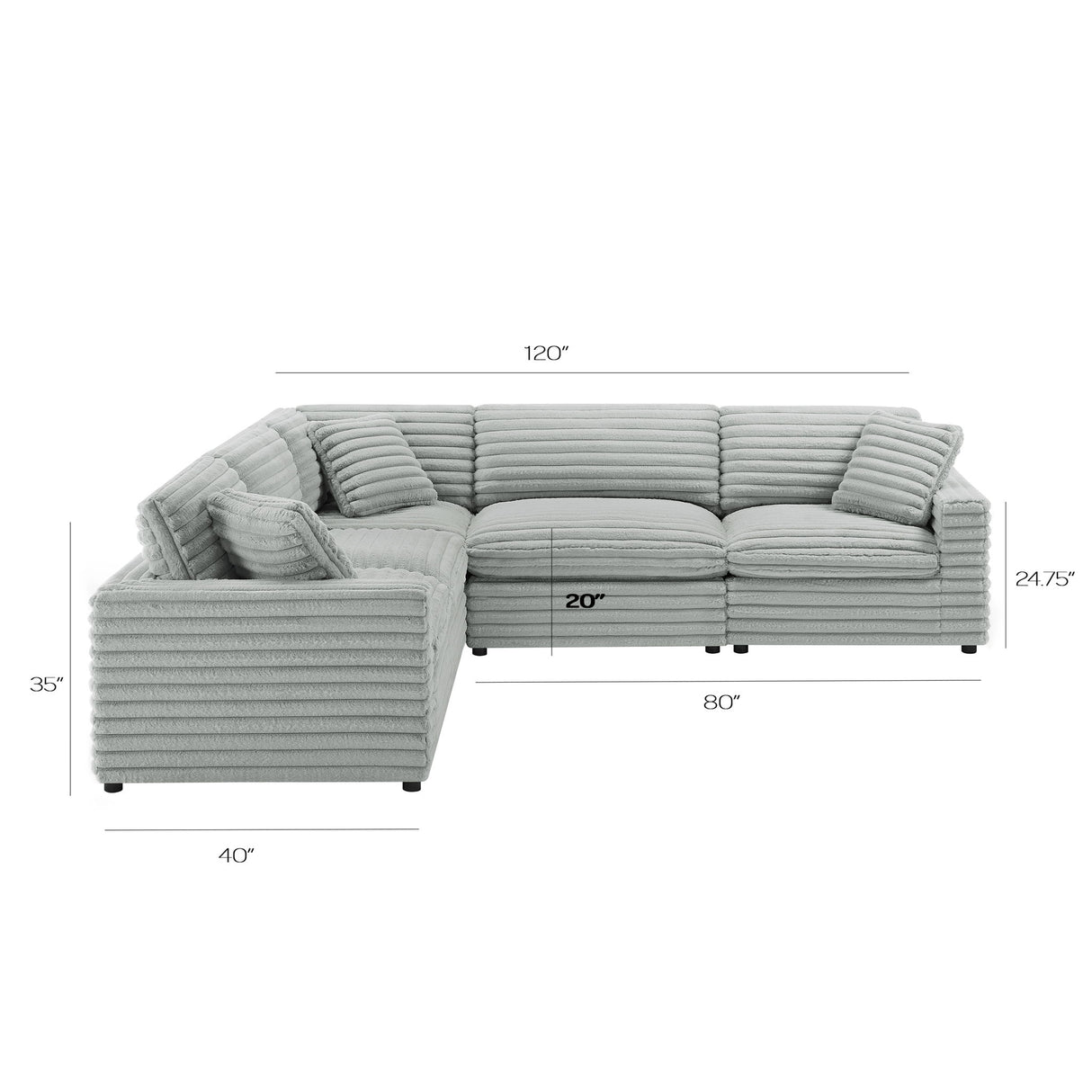 Jenny - 5 Piece Sectional - Gray