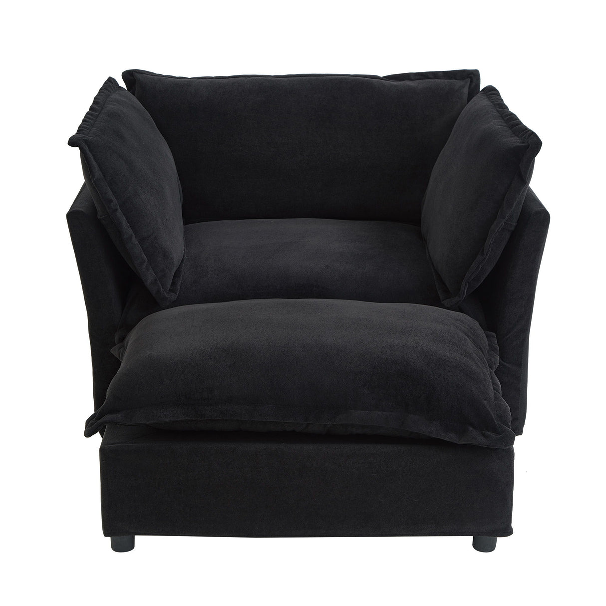 Modern Cozy Upholstered Armchair Sofa With Movable Ottoman