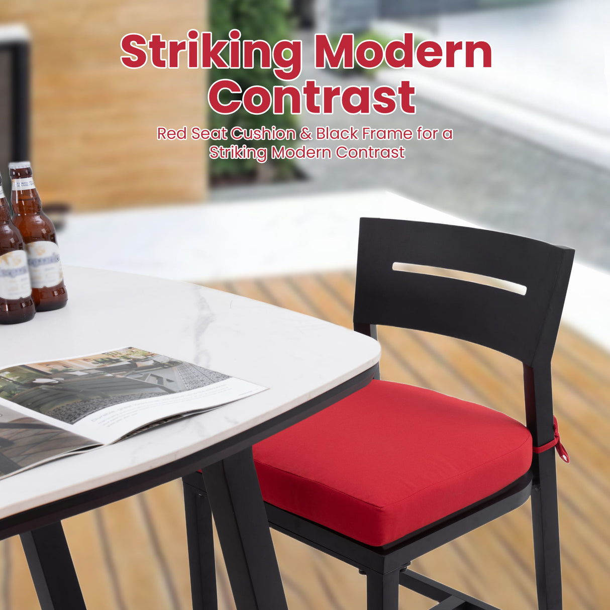 Modern Outdoor Bar Stools With Backrest And Footrest (Set of 2)