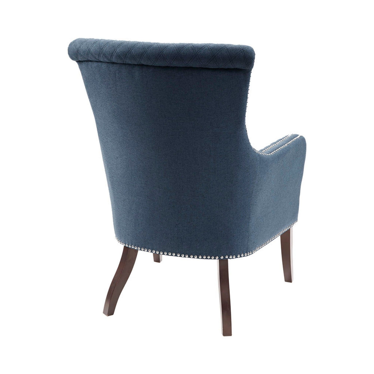 Accent Chair With Quilted Back And Silver Studs - Dark Blue