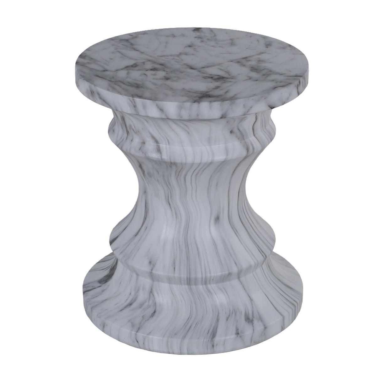 Geometric Round Outdoor End Table - Marble