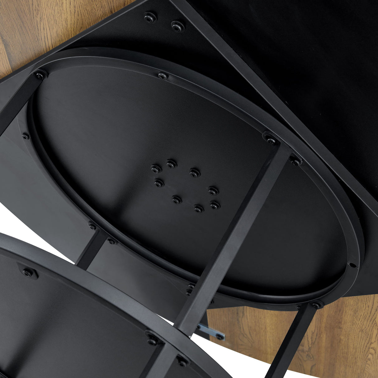 Diameter - Modern Splicing Circular Dining Table Double Layer Storage - Wood / Black