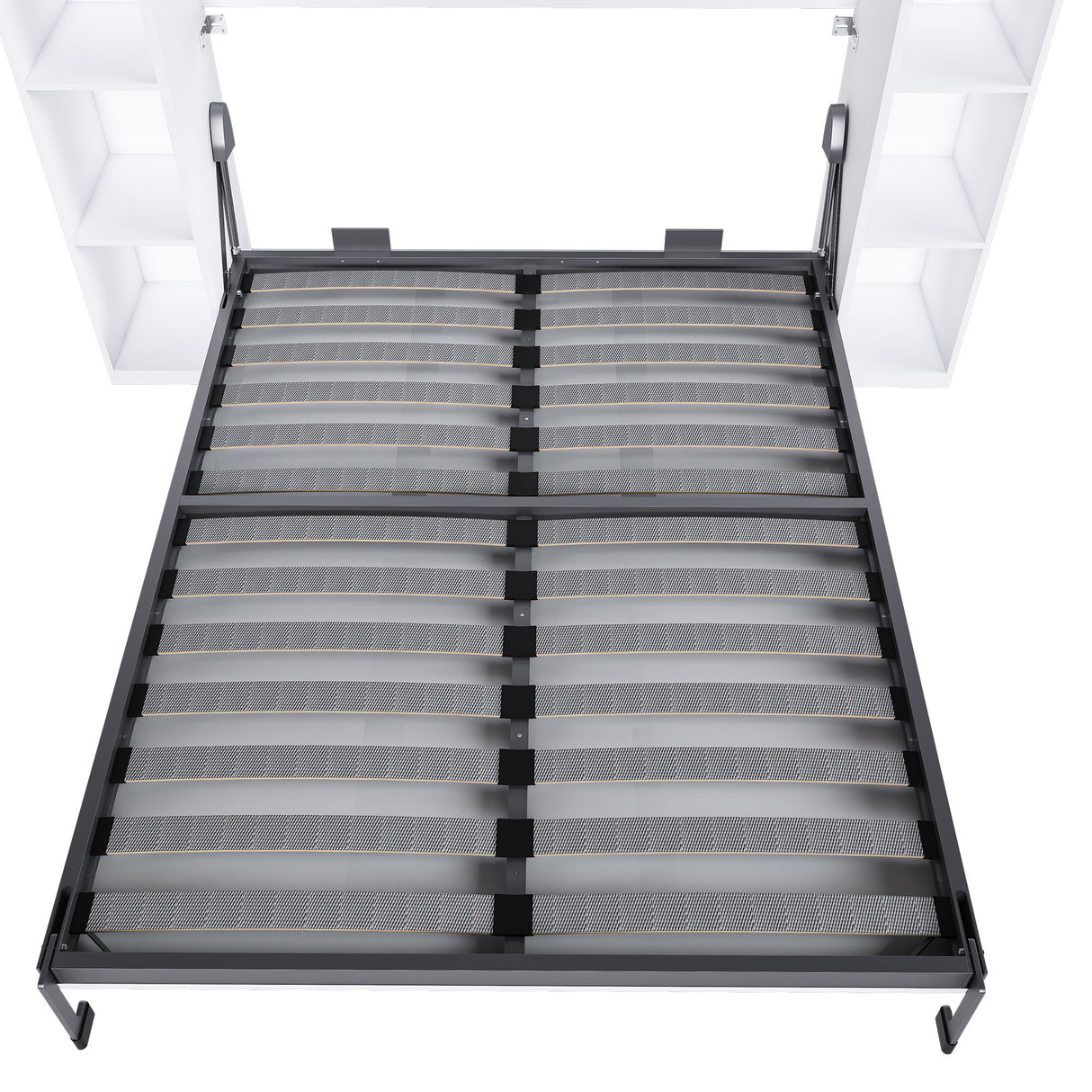 Queen Murphy Bed With Storage Cabinet - White