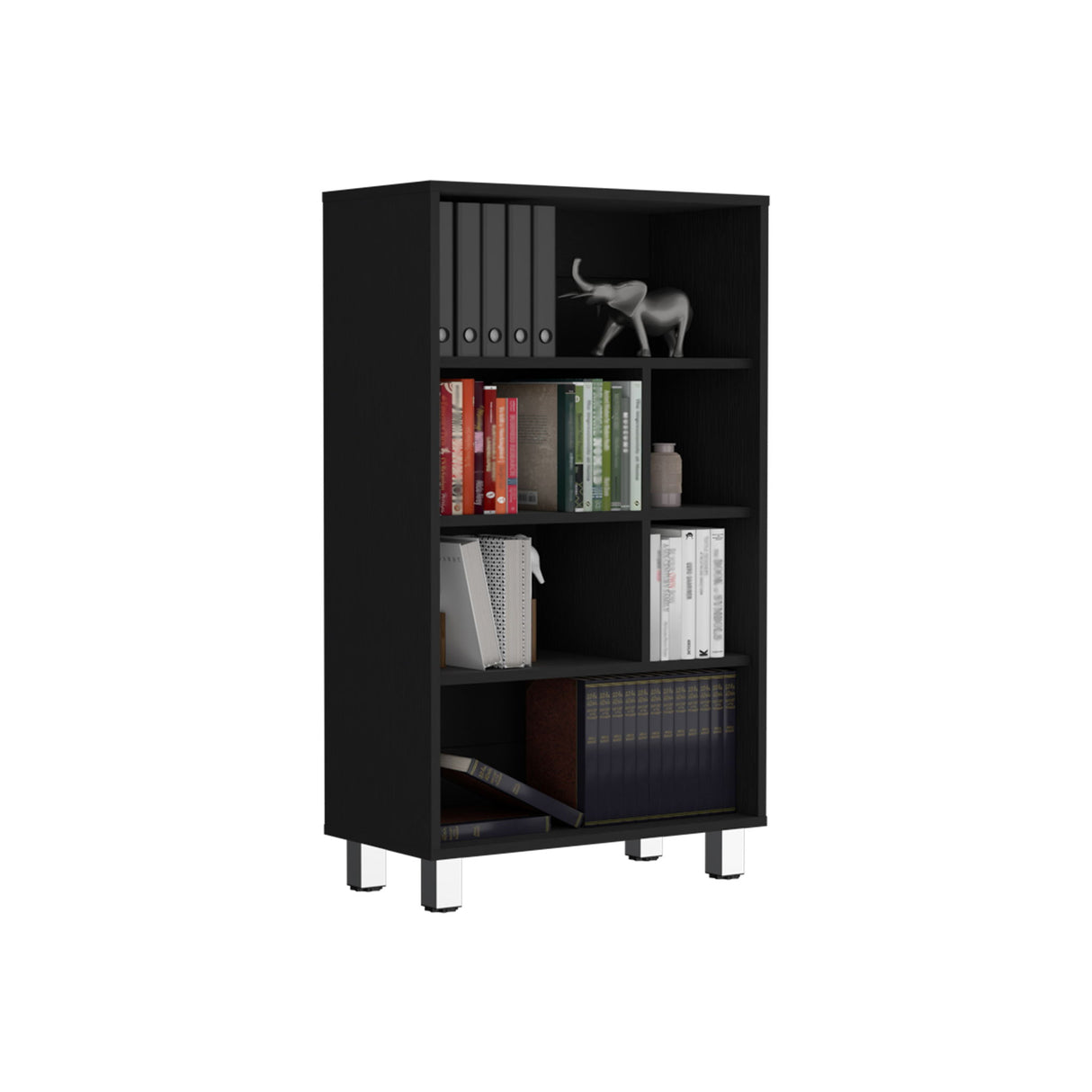 Bookcase, 6 Shelves, 4 Legs - Black