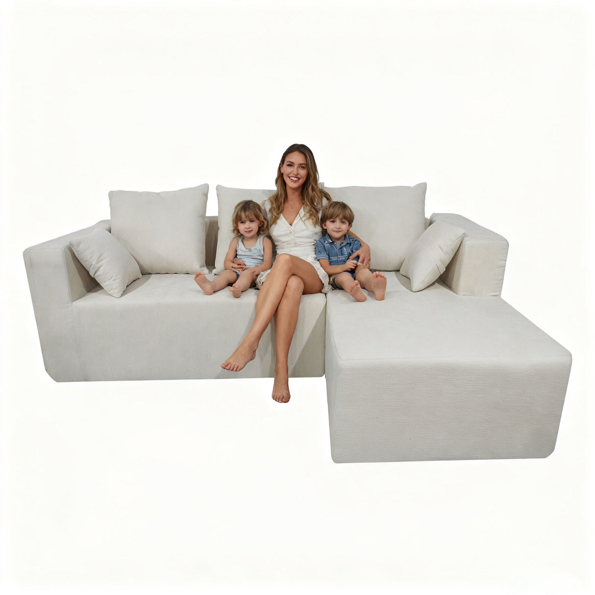 Modular Corner Sofa With Soft Linen Fabric