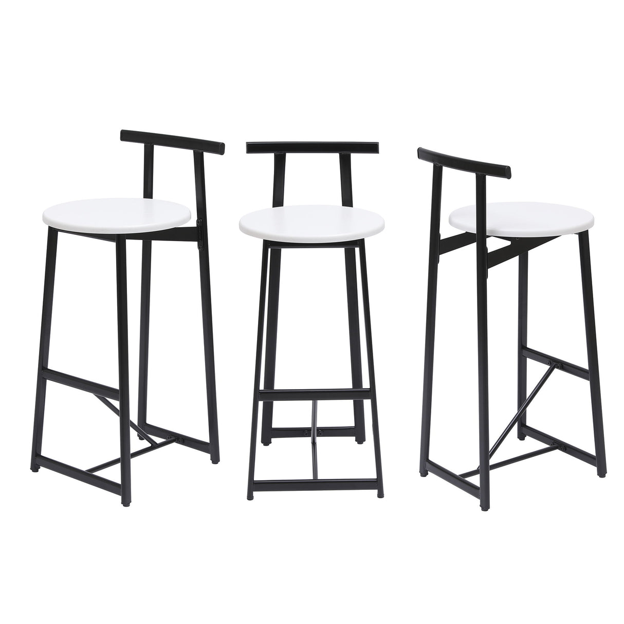 Modern Bar Stools With Backrest For Kitchen (Set of 3)