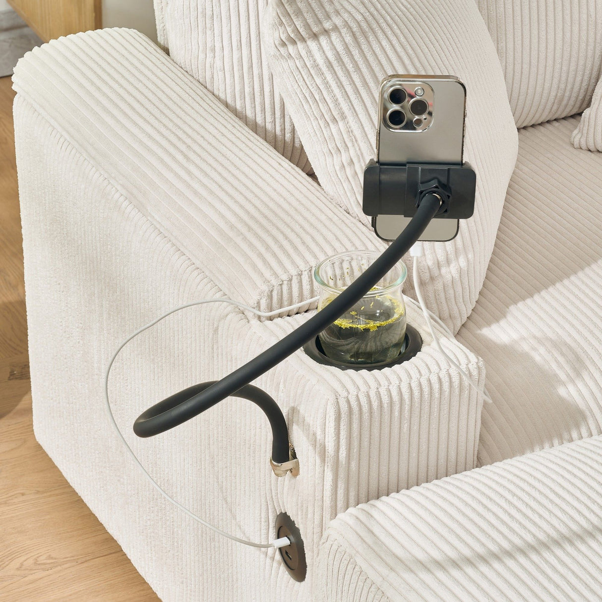 Oversized Chaise Lounge Chair With Ottoman And Storage