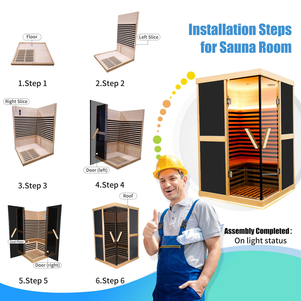 Double Person V Shaped Far Infrared Sauna Room - Natural