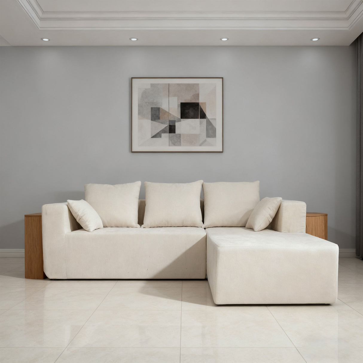 Modular Corner Sofa With Soft Linen Fabric