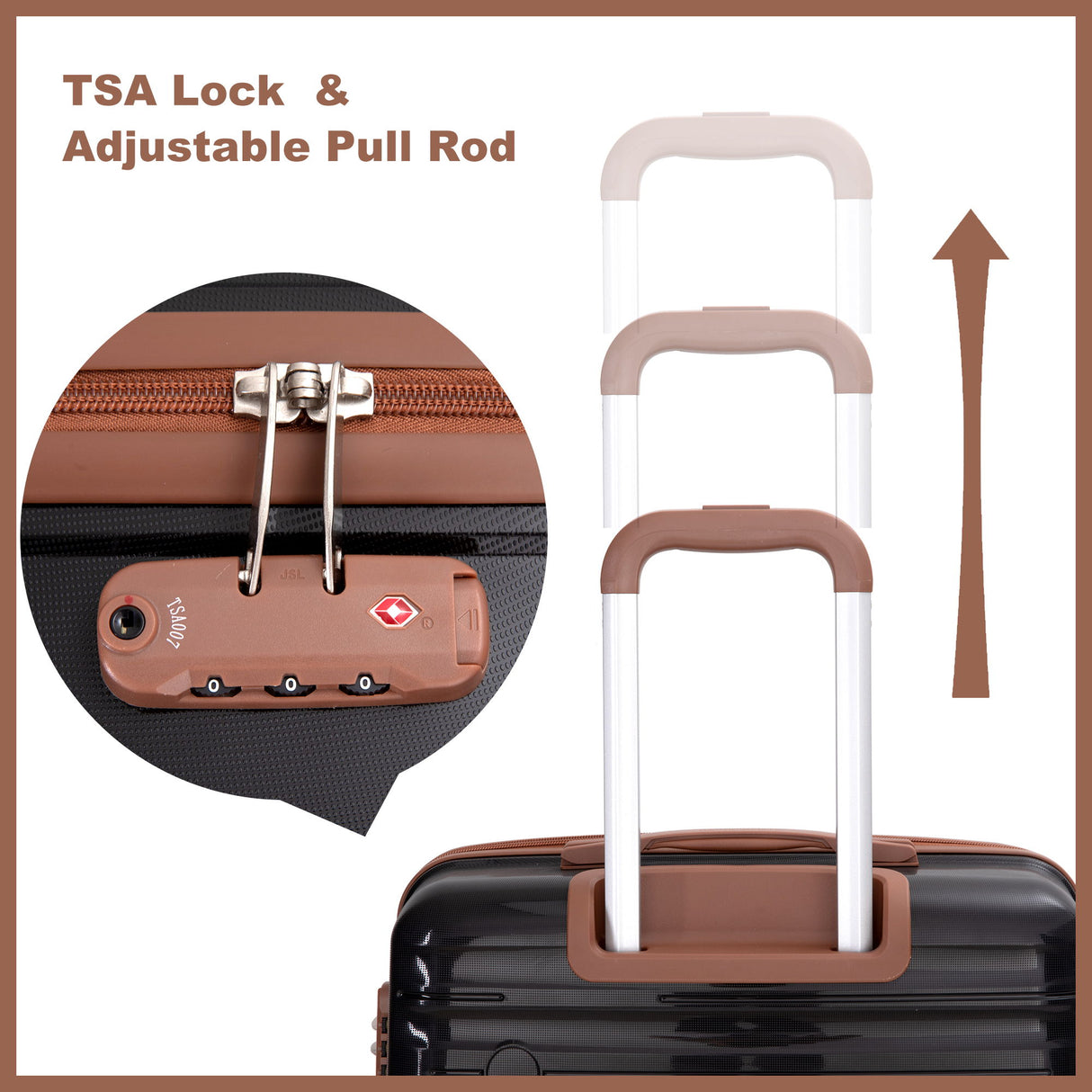 5 Piece Set Hardshell Carry On Luggage Set With Tsa Lock