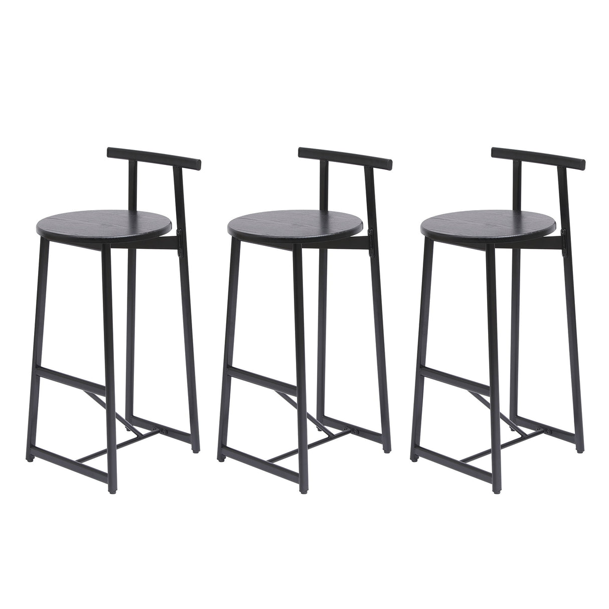 Modern Bar Stools With Backrest For Kitchen (Set of 3)