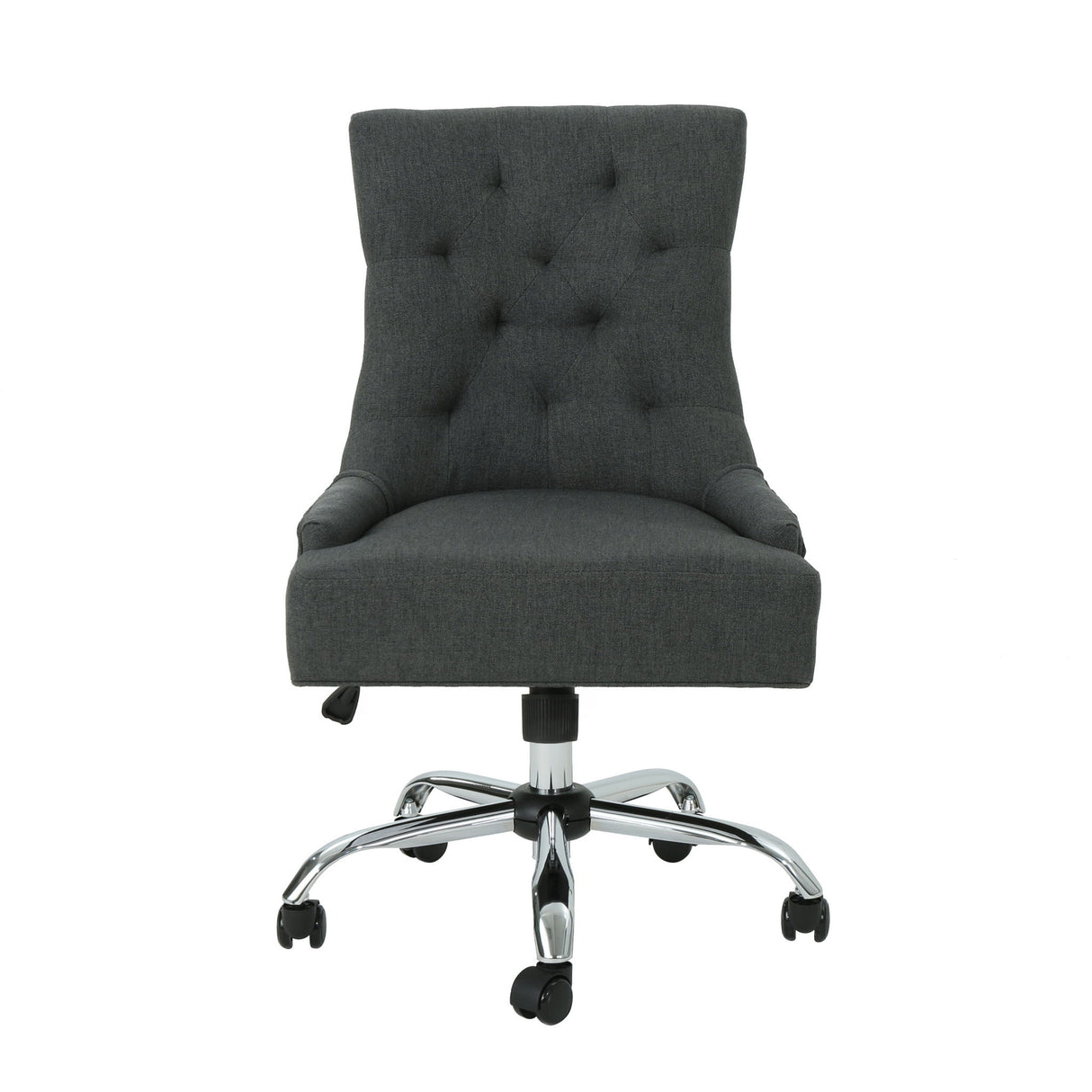 Glory Diamond Tufted Upholstered Office Chair With Rolling Casters And Sloped Arms - Dark Gray / Chrome