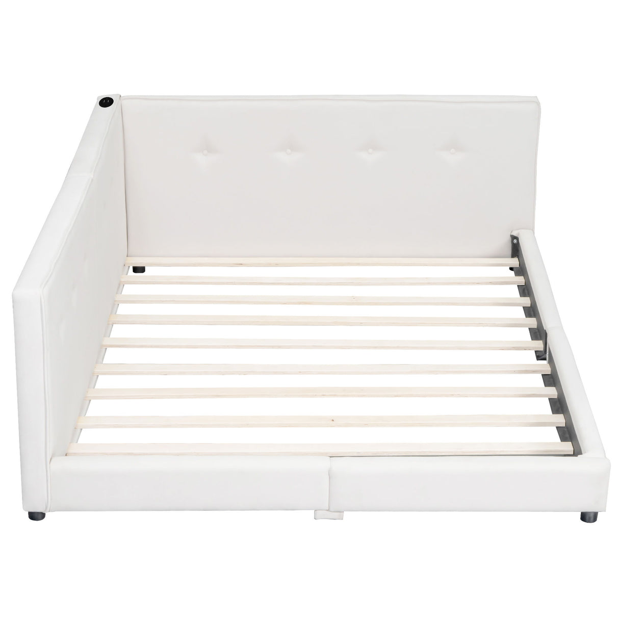 Modern Upholstered Platform Bed With USB Ports And LED Belt