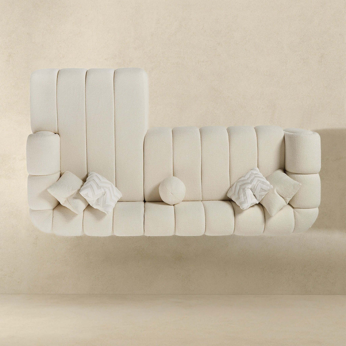 Beatrice - Modern Tufted Right Sectional Sofa - Ivory