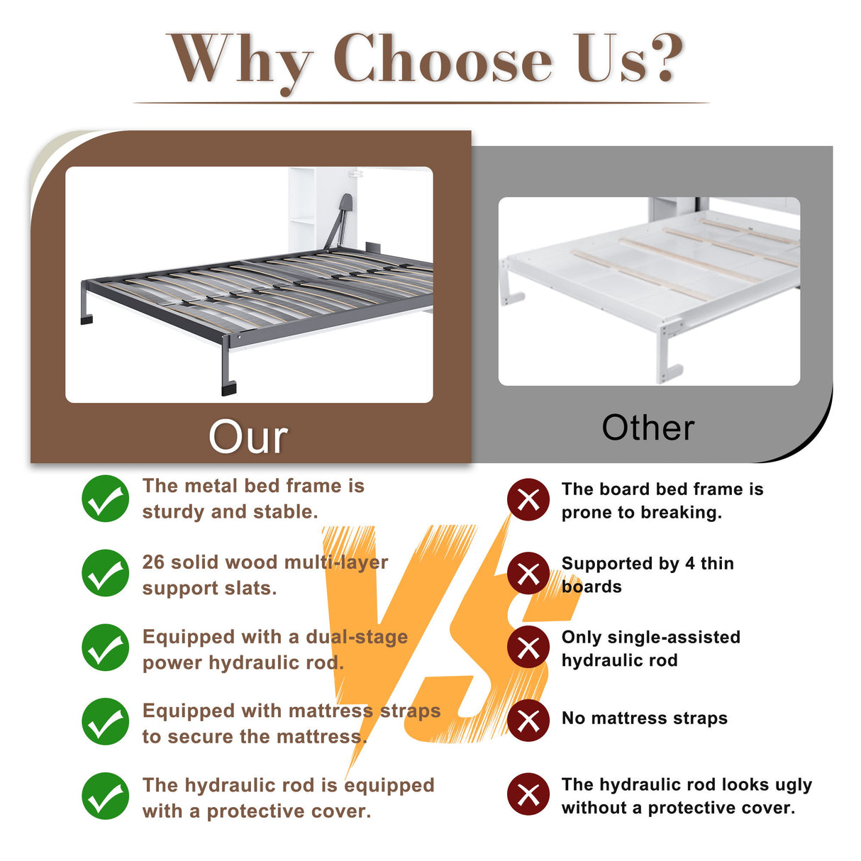 Queen Murphy Bed, Space Saving Design - White