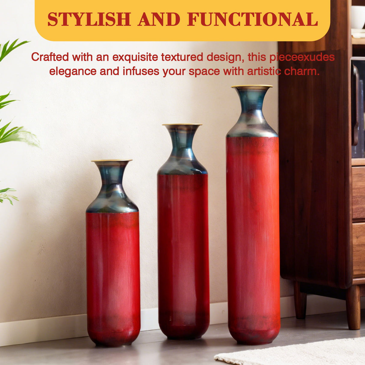 Modern Droplet Shaped Floor Vase Set, 3 Piece Home Decor