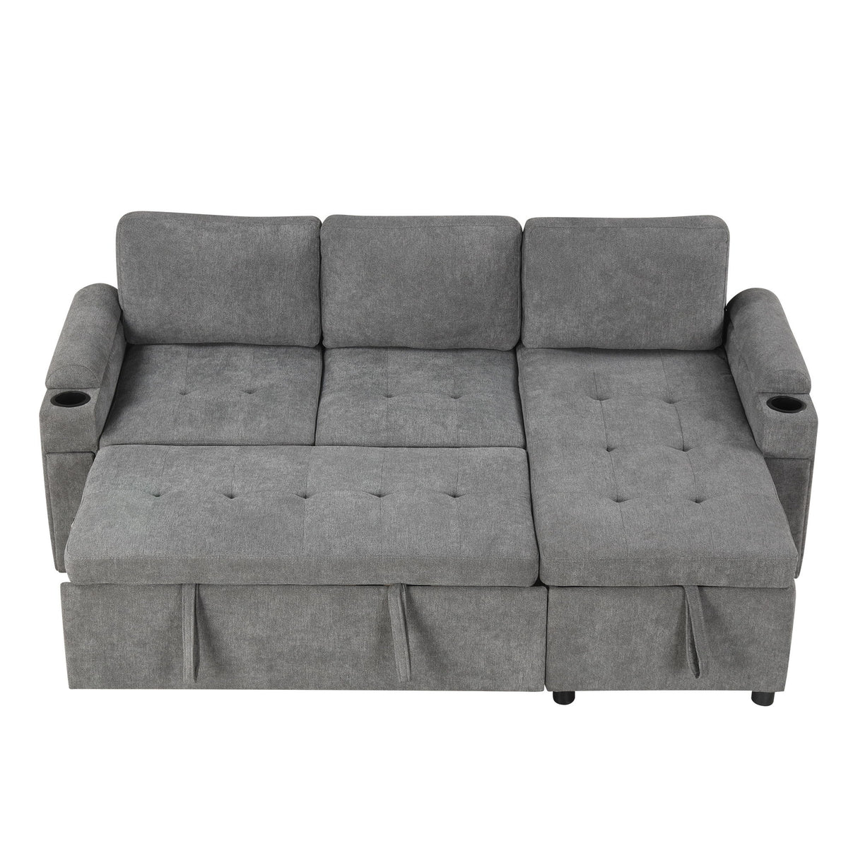 Convertible L Shaped Sofa Couch With Storage, Cup Holders, USB Ports