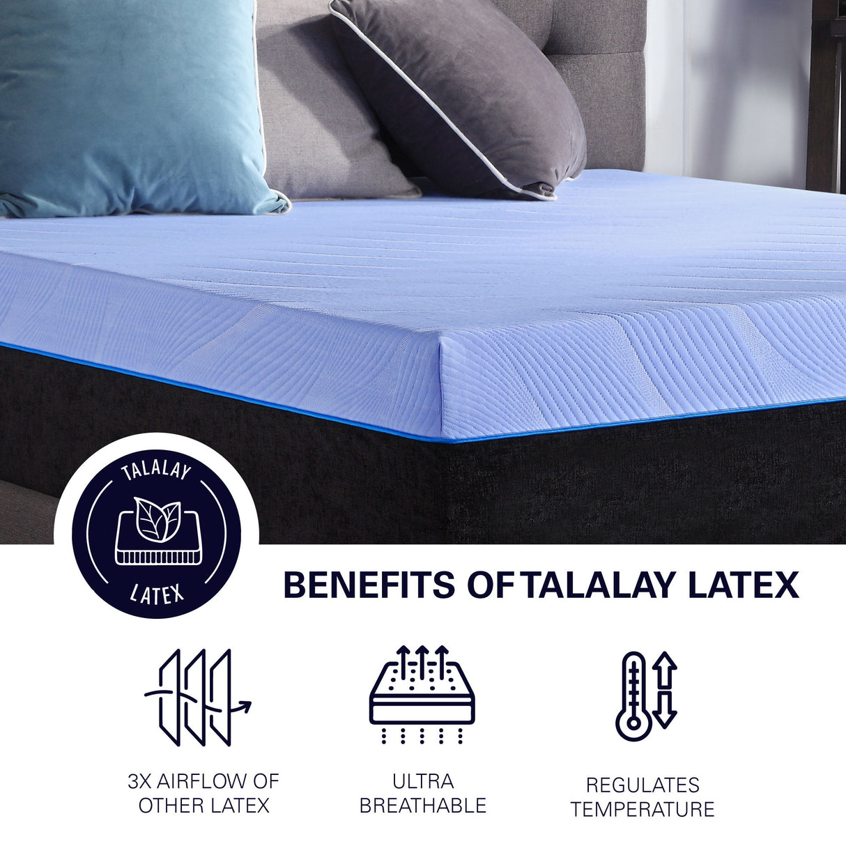 Refresh - 12" King Size Flex Head Latex Foam Hybrid Mattress And Adjustable Base Bundle - Blue