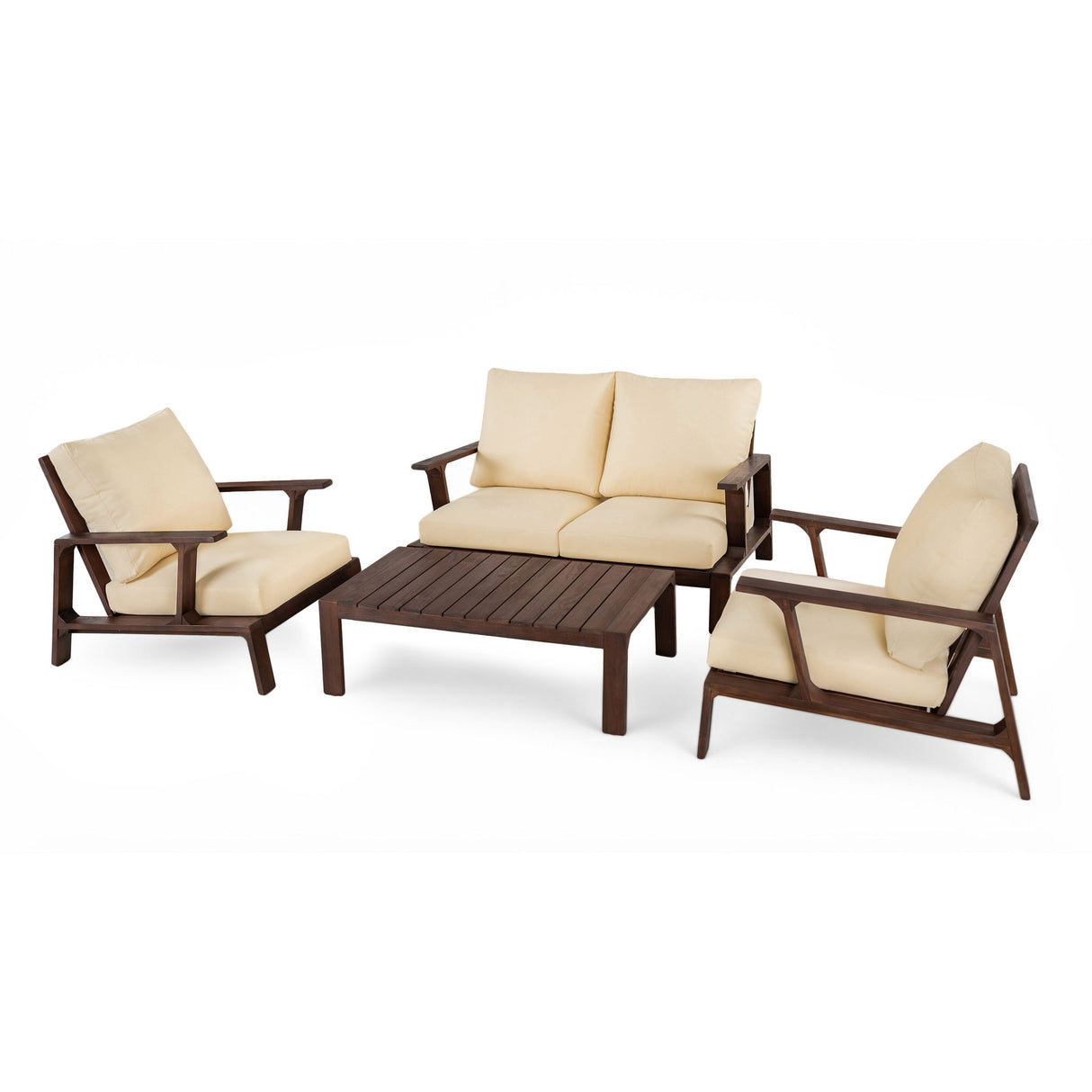 4 Piece Outdoor Sofa Set With Cushions And Coffee Table