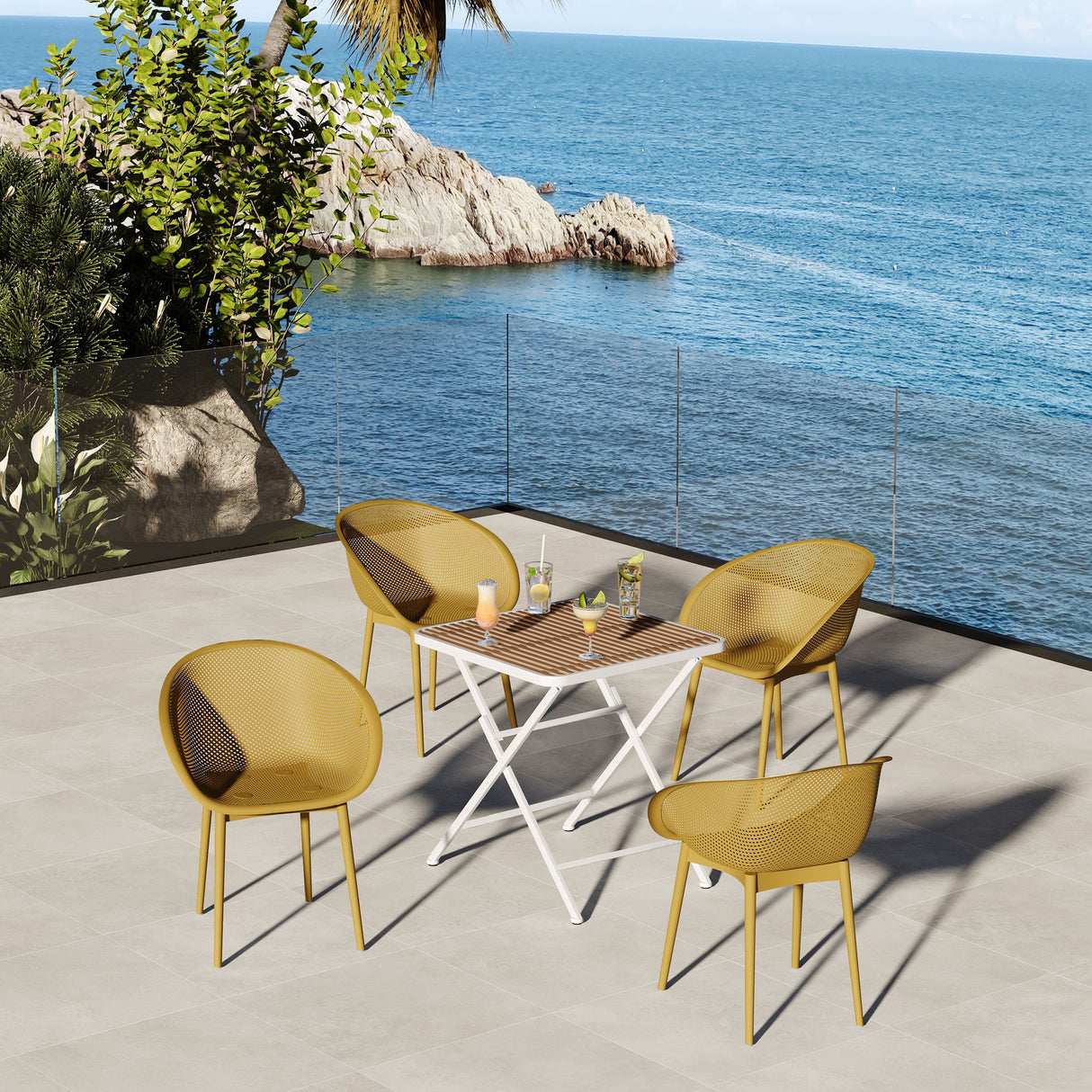 2 Pack Lounge Chair Set & Folding Square Table