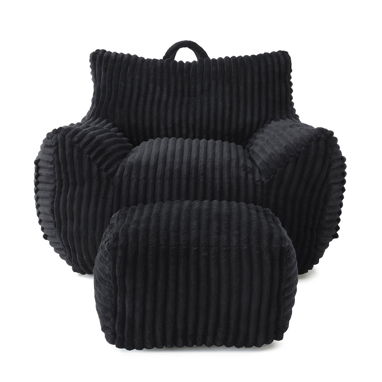Giant Plush Bean Bag Chair With Armrests And Footstool