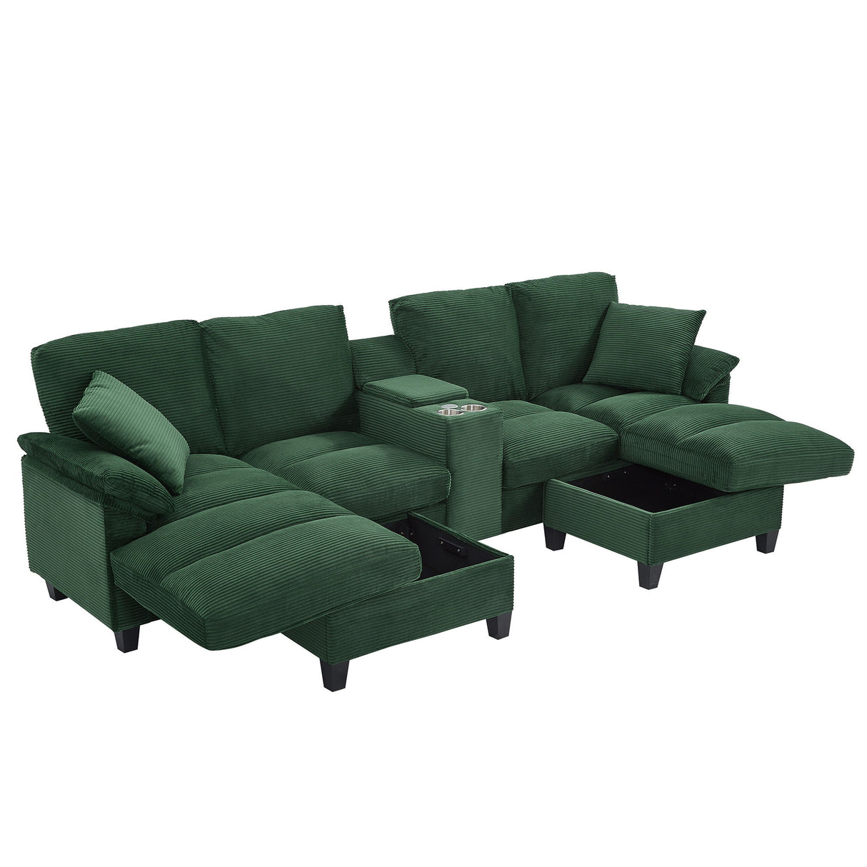 Modern U-Shaped Sectional Sofa With Storage Ottomans