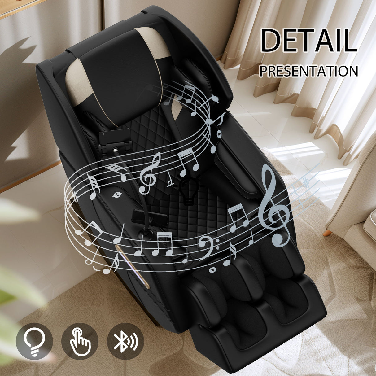 Massage Chair Recliner With Zero Gravity, Full Body Air Pressure - Black