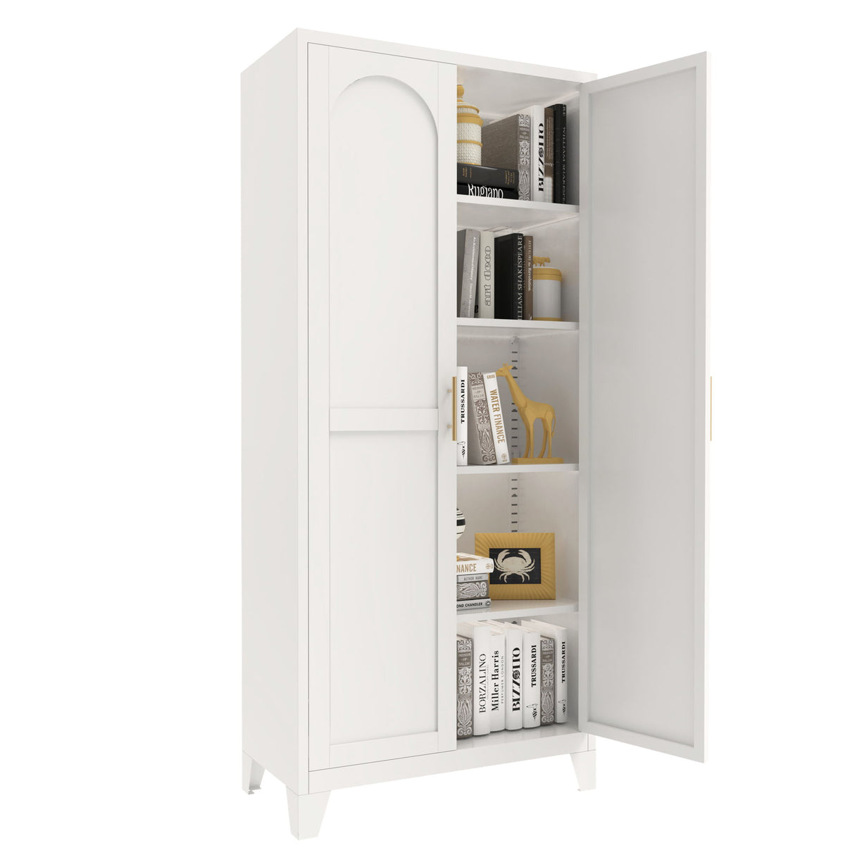 Shapely Doors Cabinet, Metal Storage Cabinet With Doors And Adjustable Shelves