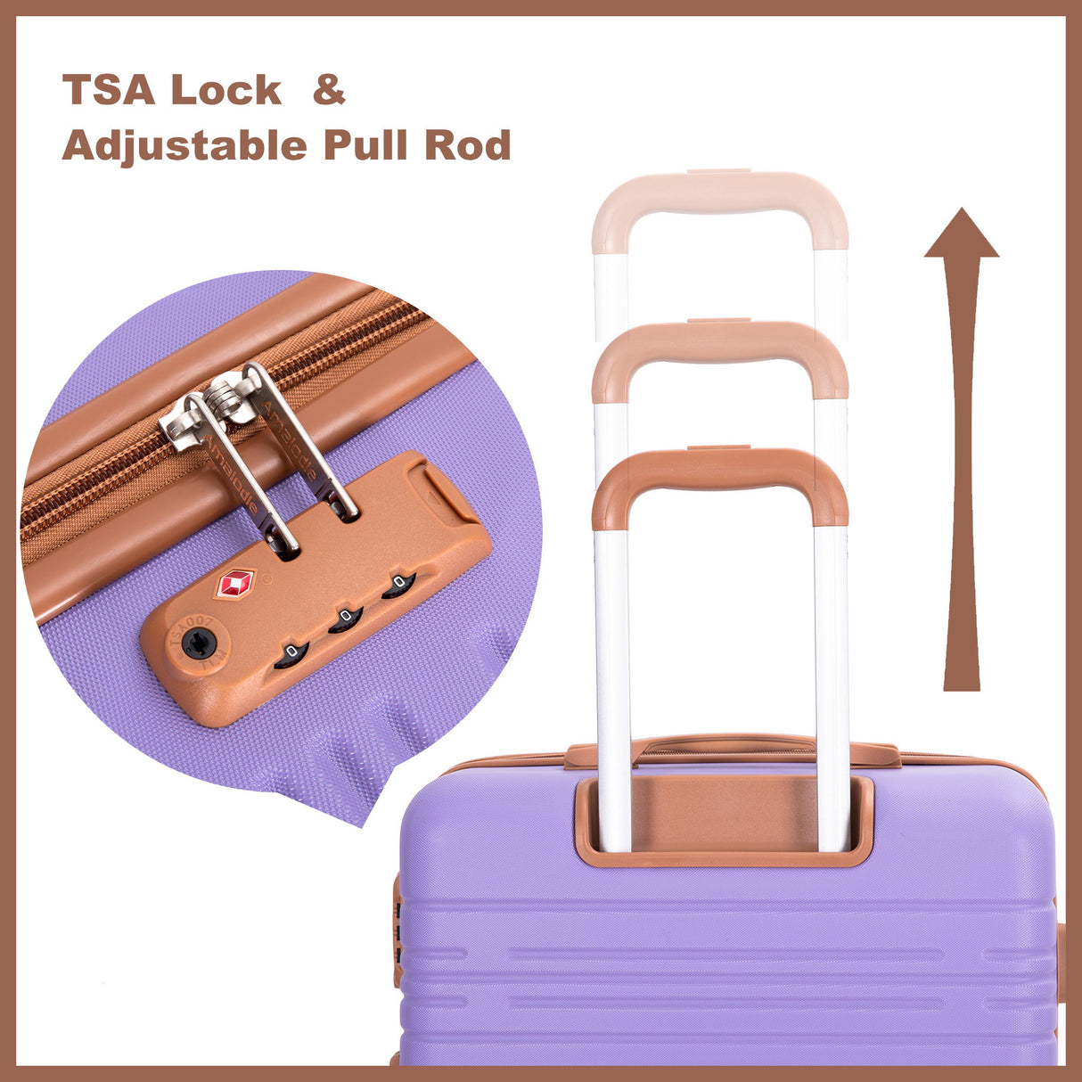 5 Piece Set Hard Case Spinner Wheels Luggage Sets With Tsa Lock