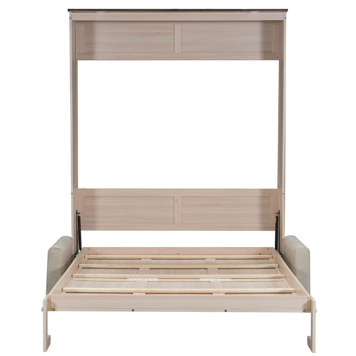 Queen Size Murphy Bed With Sofa And LED - Beige