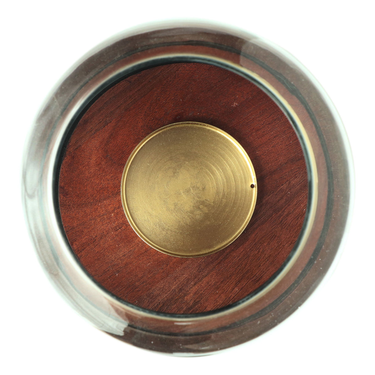 Boho Handcrafted Mango Wood Hurricane Candle Holder With Tempered Glass And Metal Accents - Brown