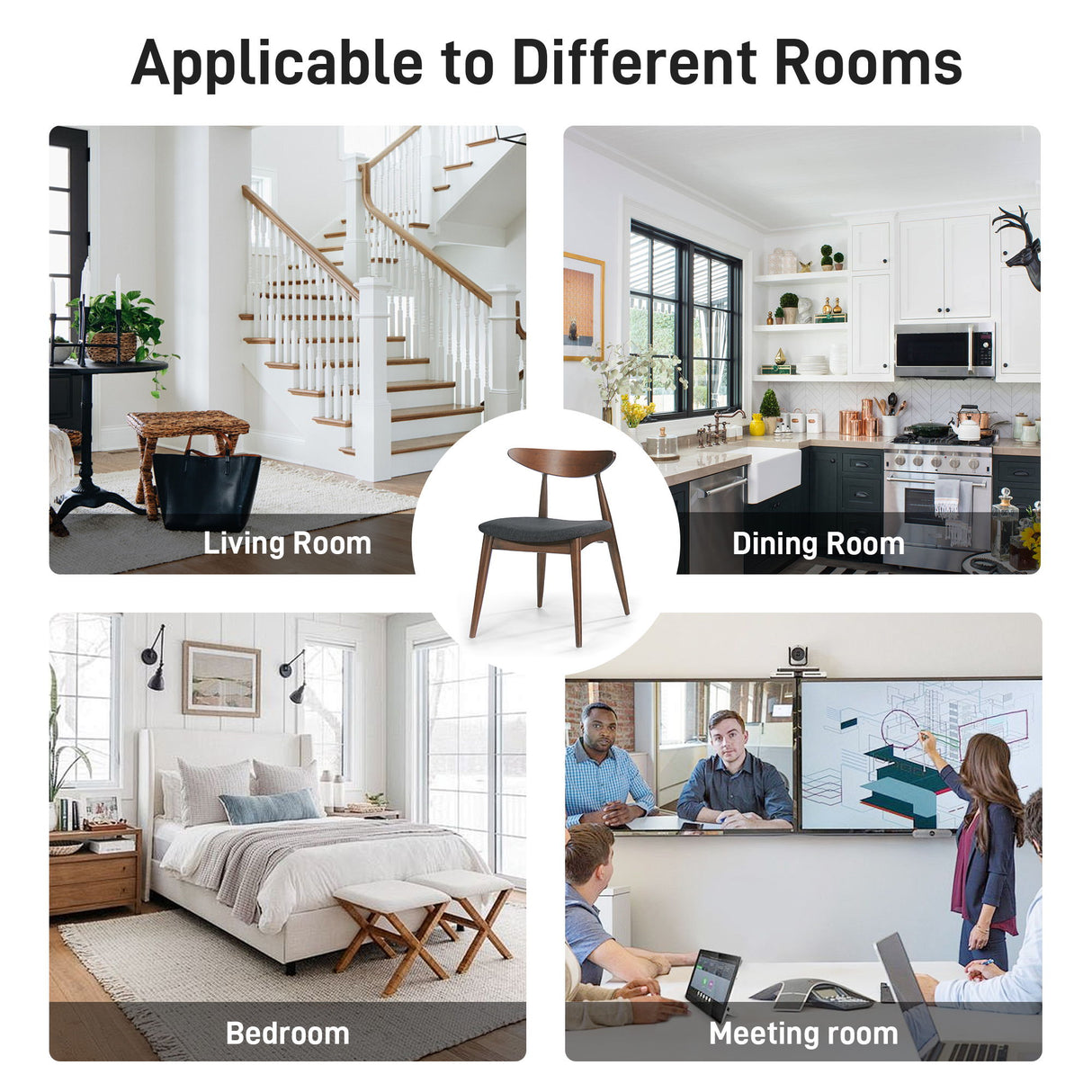 Retro Dining Chairs With Ergonomic Back (Set of 2)