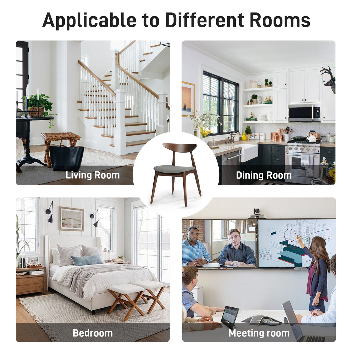 Retro Dining Chairs With Ergonomic Back (Set of 2)