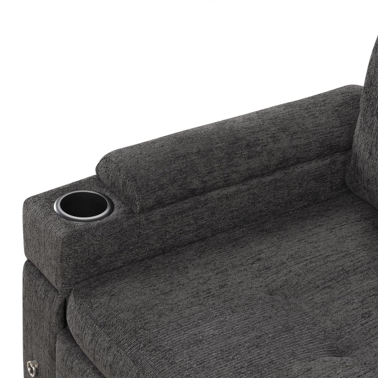 Convertible L Shaped Sofa Couch With Storage, Cup Holders, USB Ports