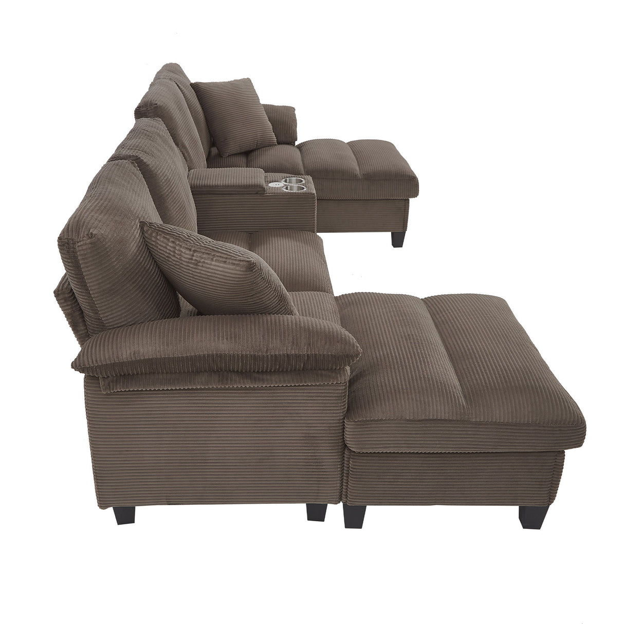 Modern U-Shaped Sectional Sofa With Storage Ottomans