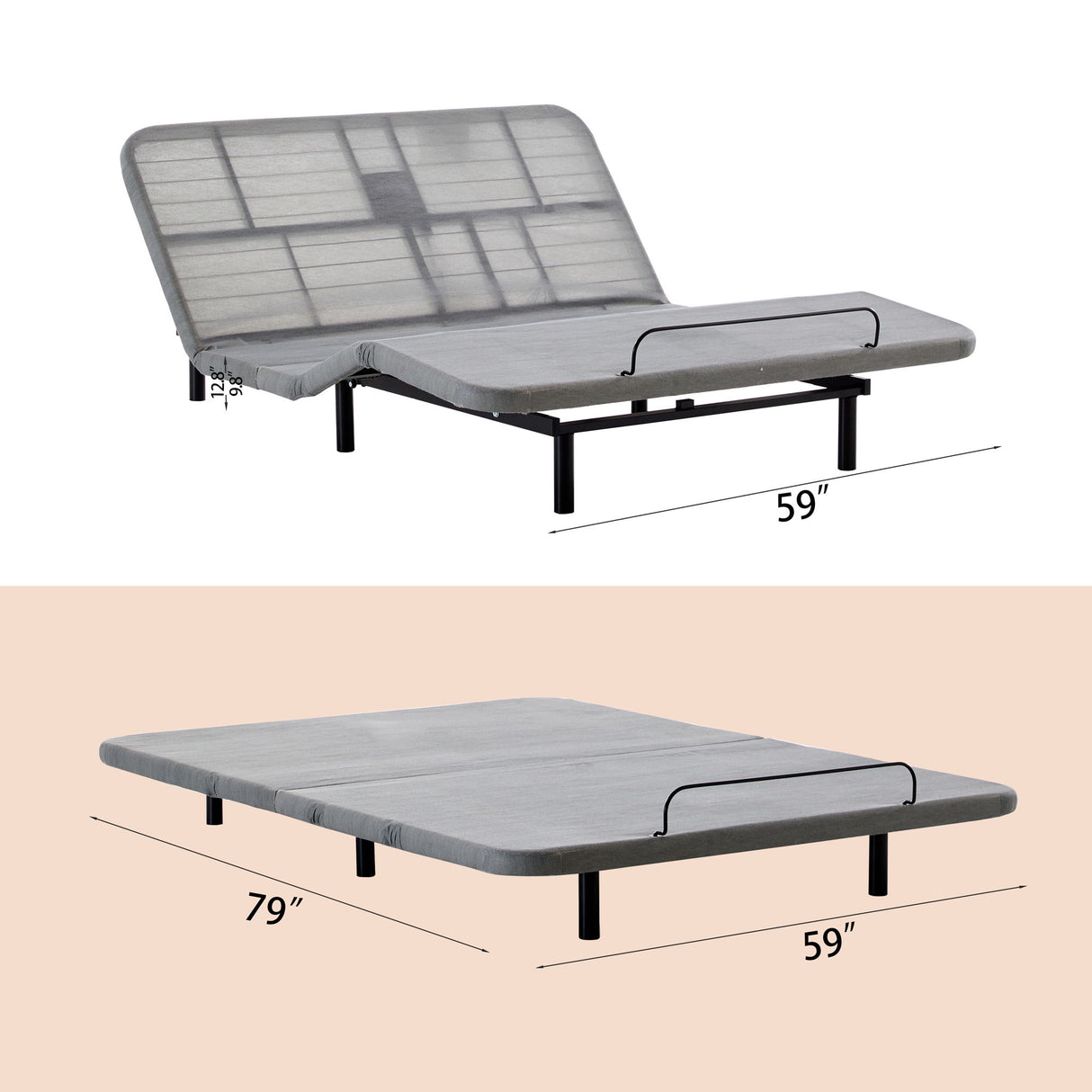 Caron - Queen Size Upholstered Wingback Bed With Adjustable Base Bundle Set - Ivory