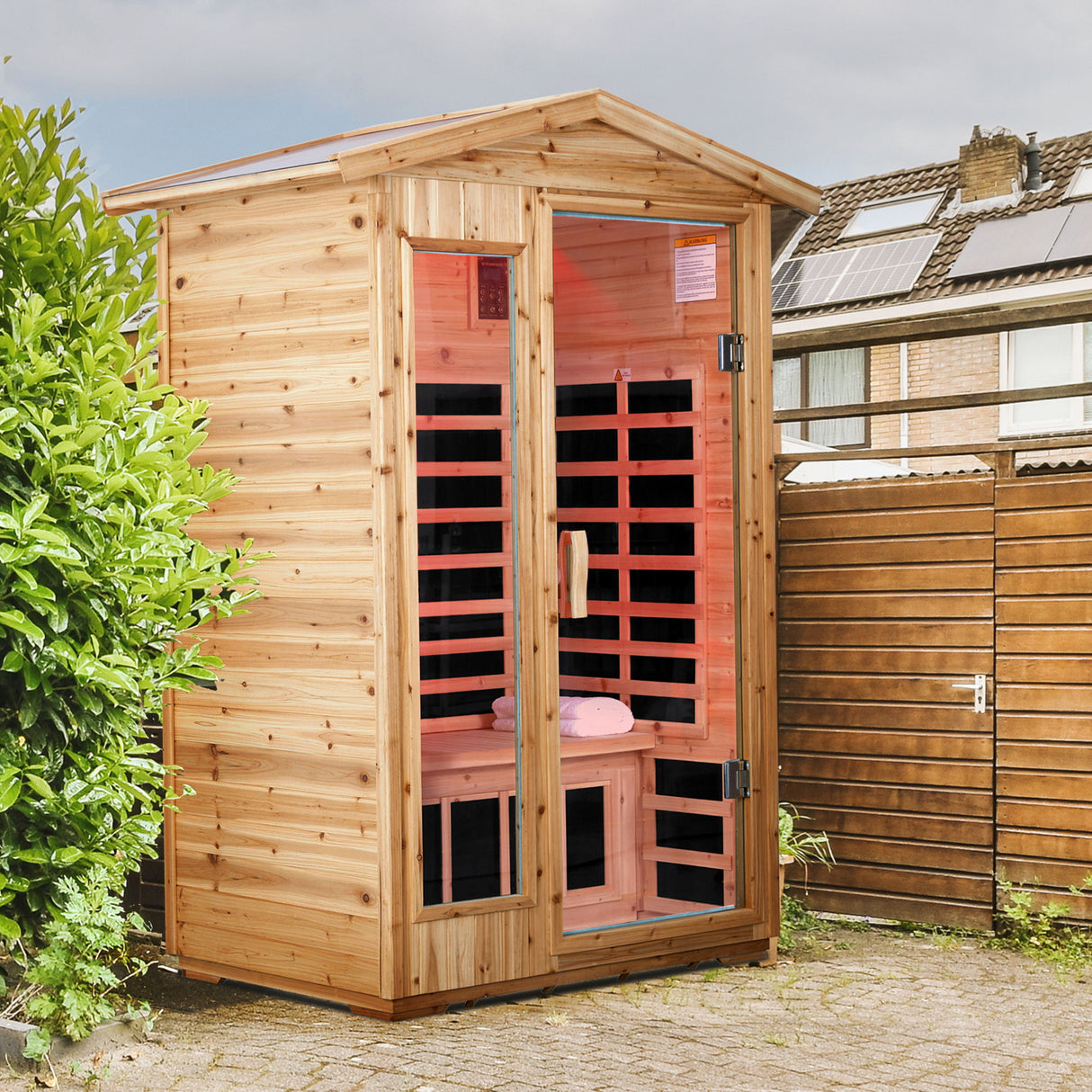 2 Person Far Infrared Old Fir Outdoor Sauna Room - Natural